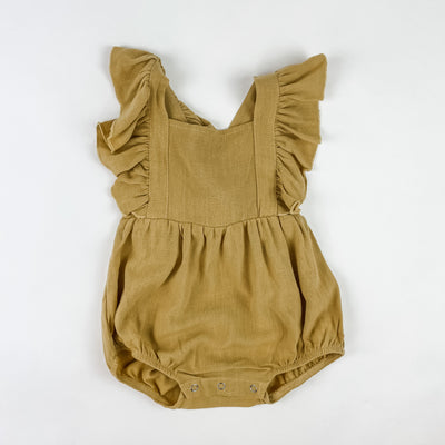 Golden Linen Ruffle Romper - Boobird